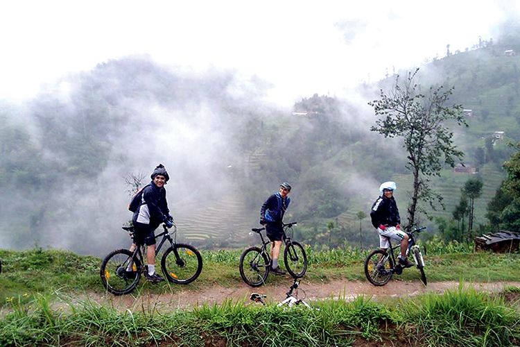 biking around kathmandu valley